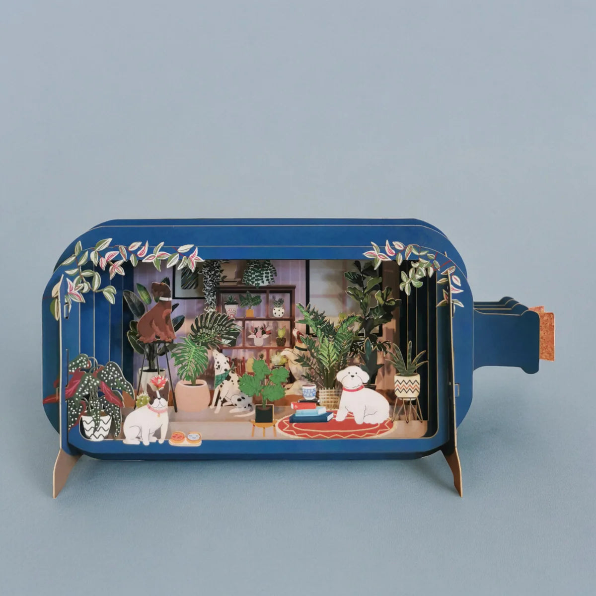 Pop Up Card Dogs And Plants In Bottle