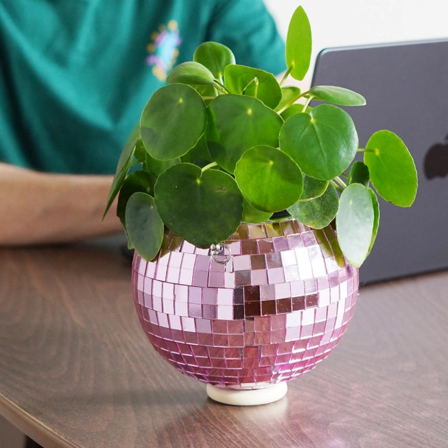 Disco Ball Planter Pink