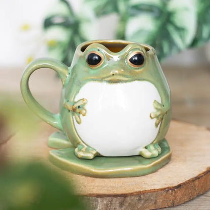 Frog Shaped Mug + Lily Pad Saucer