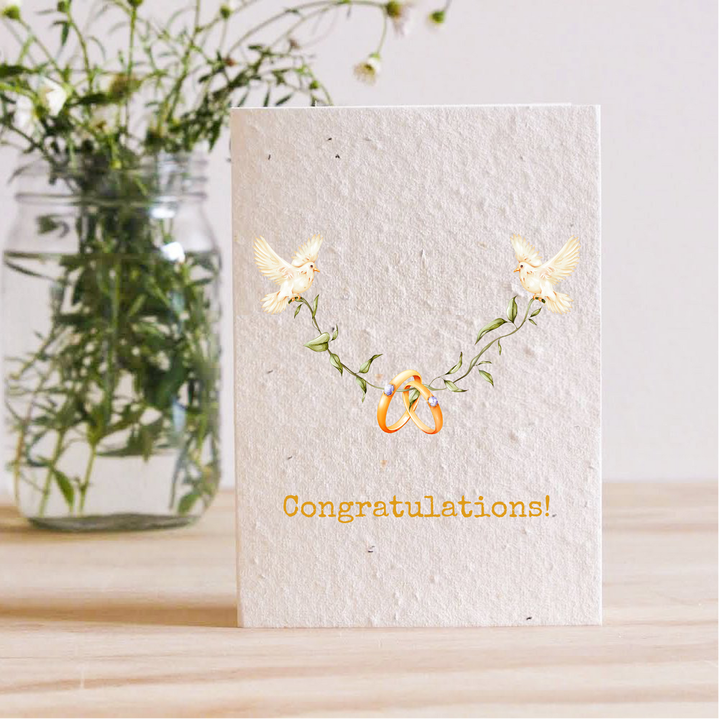 Congratulations Dove + Rings - Plantable Seed Card