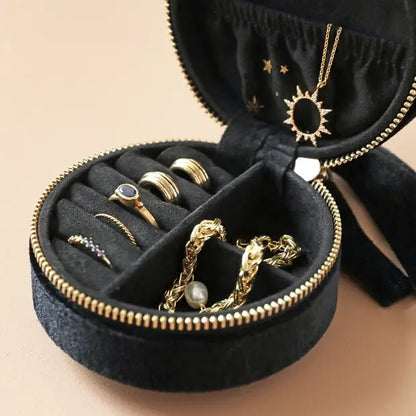Starry Night Velvet Mini Round Jewellery Case