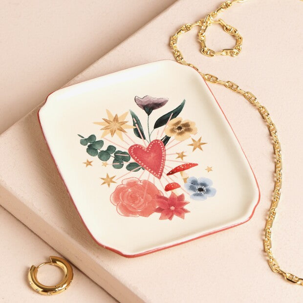 Floral Heart Trinket Dish Jewelry Dish