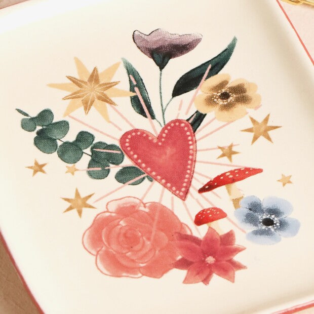 Floral Heart Trinket Dish Jewelry Dish