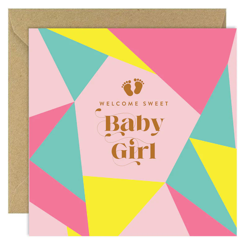 Welcome Sweet Baby Girl - Bold Bunny Card