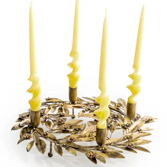Antique Gold Wreath Candle Holder