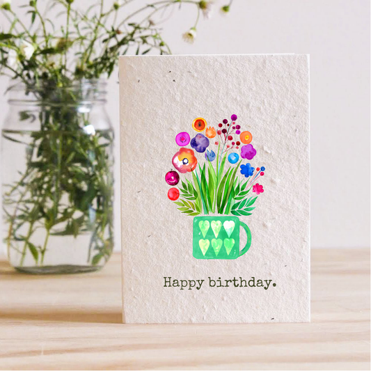 Happy Birthday Green Pot - Plantable Seed Card