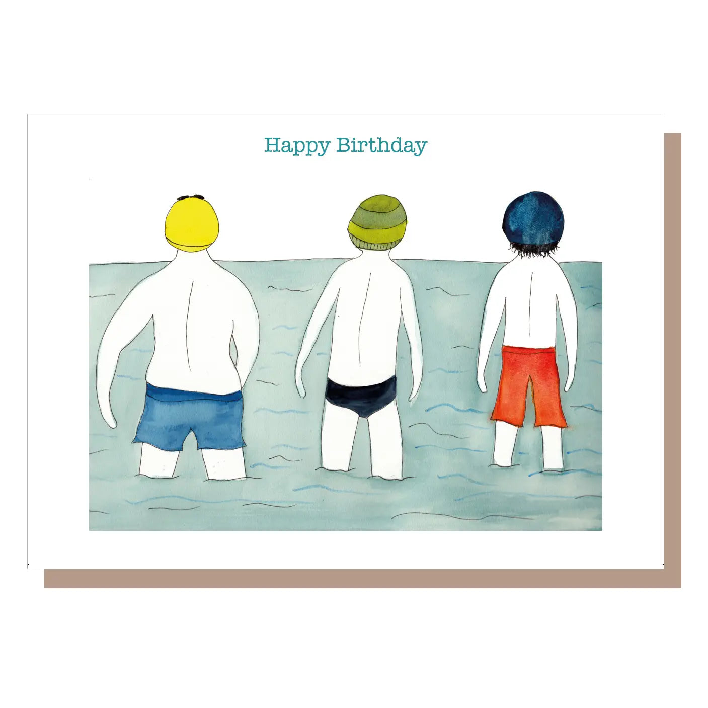 Happy Birthday - Birthday Swim (3 Men) Card