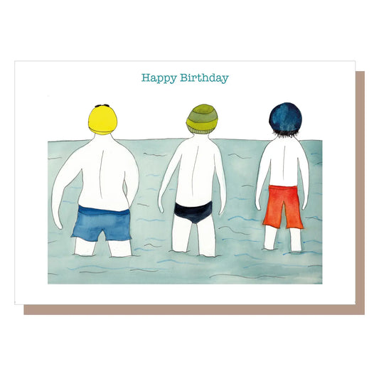 Happy Birthday - Birthday Swim (3 Men) Card