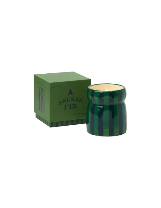 Paddywax Balsam Fir Striped Ceramic Candle