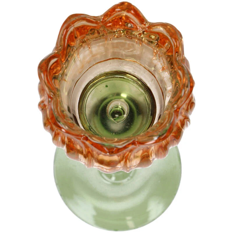 Glass Candlestick Flower - Orange