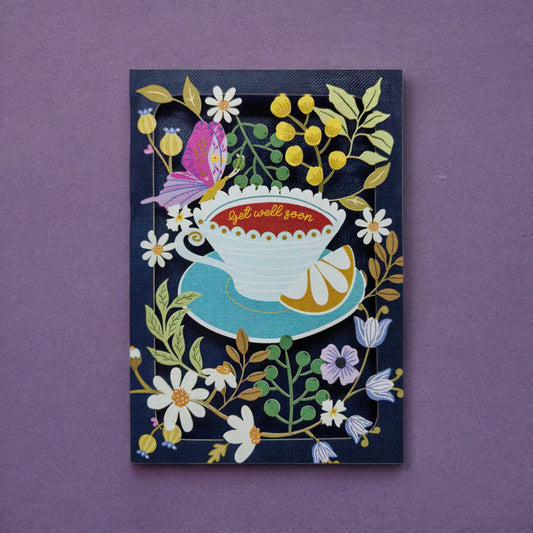 Get Well Soon Teacup Cut Out Card