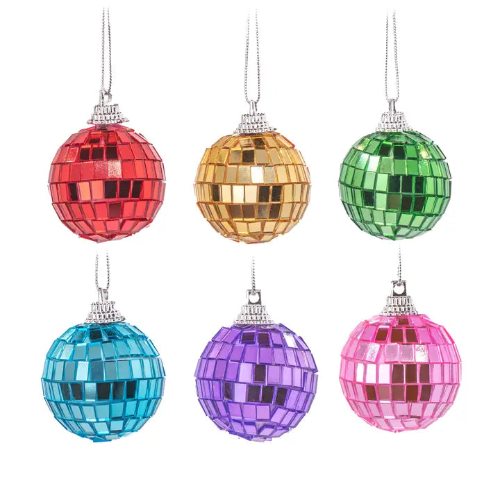 Multicoloured Disco Ball Baubles (Set of 6)