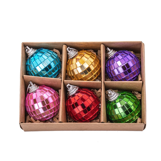 Multicoloured Disco Ball Baubles (Set of 6)
