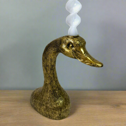 Antique Gold Duck Head Candle Holder