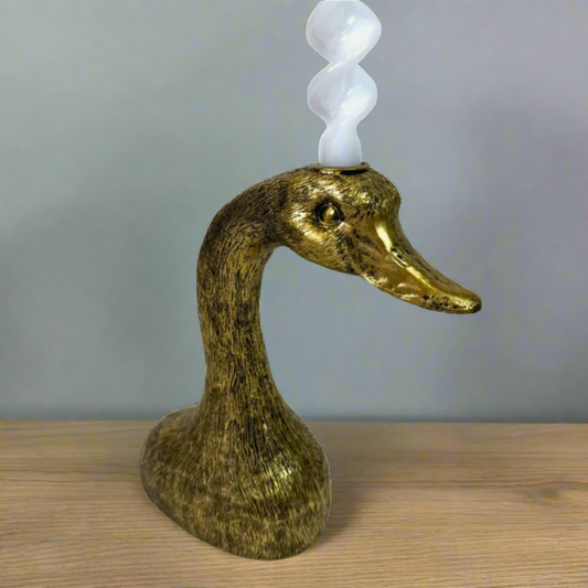 Antique Gold Duck Head Candle Holder