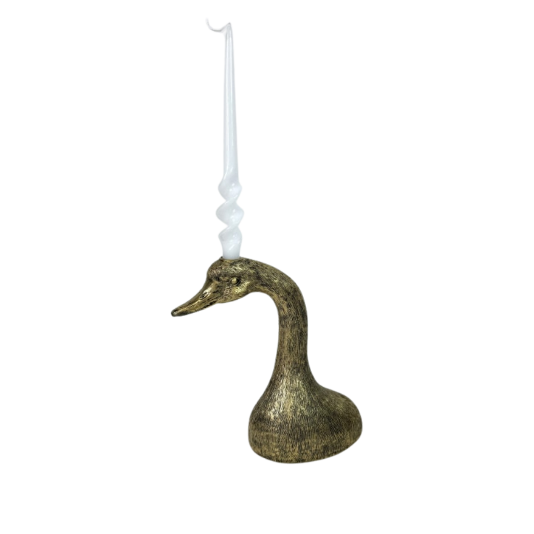 Antique Gold Duck Head Candle Holder