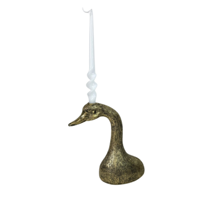 Antique Gold Duck Head Candle Holder