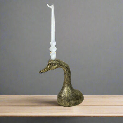 Antique Gold Duck Head Candle Holder