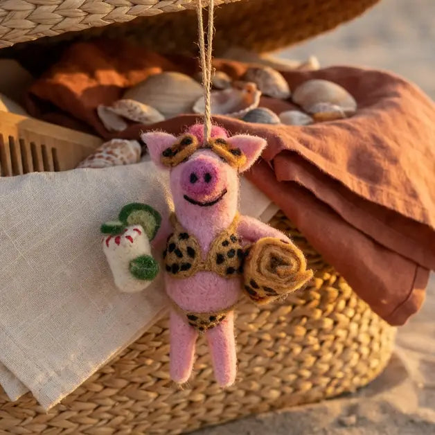 Handmade Felt Misses Piggy Beach Pig