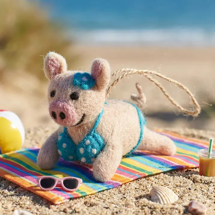 Handmade Felt Babe Beach Piggy