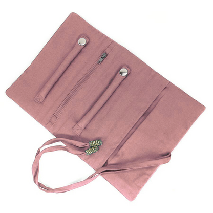 Dusty Pink Velvet Crane Jewellery Roll