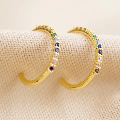Rainbow Crystal Hoop Earrings