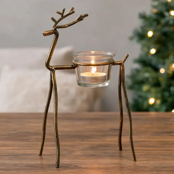 Reindeer Tea Light Candle Holder, 28cm