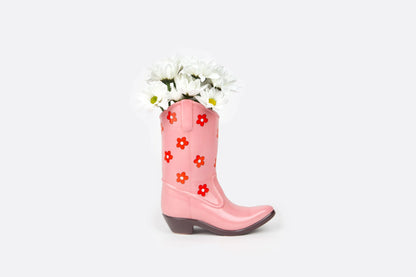 Pink Cowboy Boot Vase