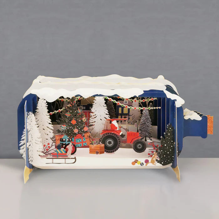 Pop Up Card Santa In Tractor