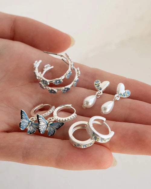 Forget Me Not Stud Hoop Earrings