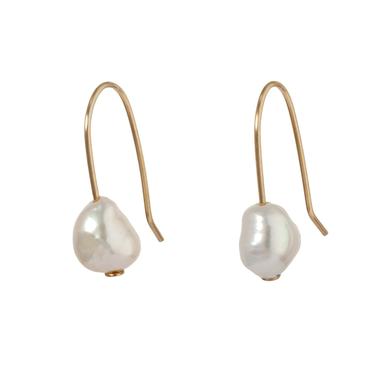 Medium White Pearl and Gold Earrings