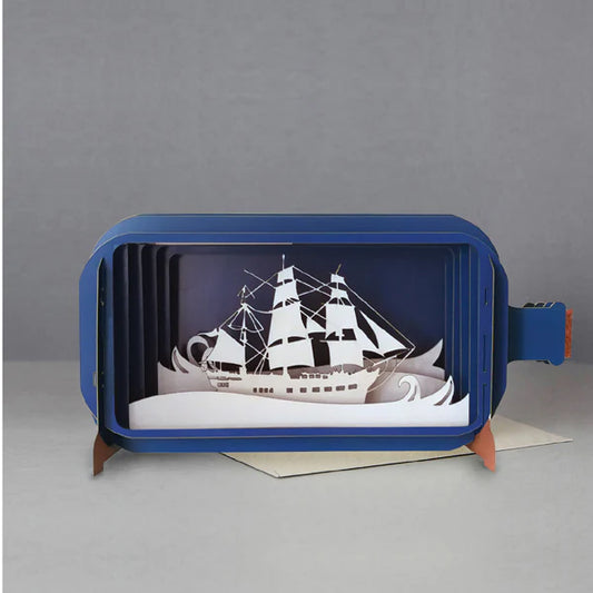 Pop Up Card White Sailing Ship