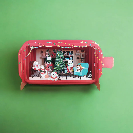 Christmas Day Cats Pop Up Card